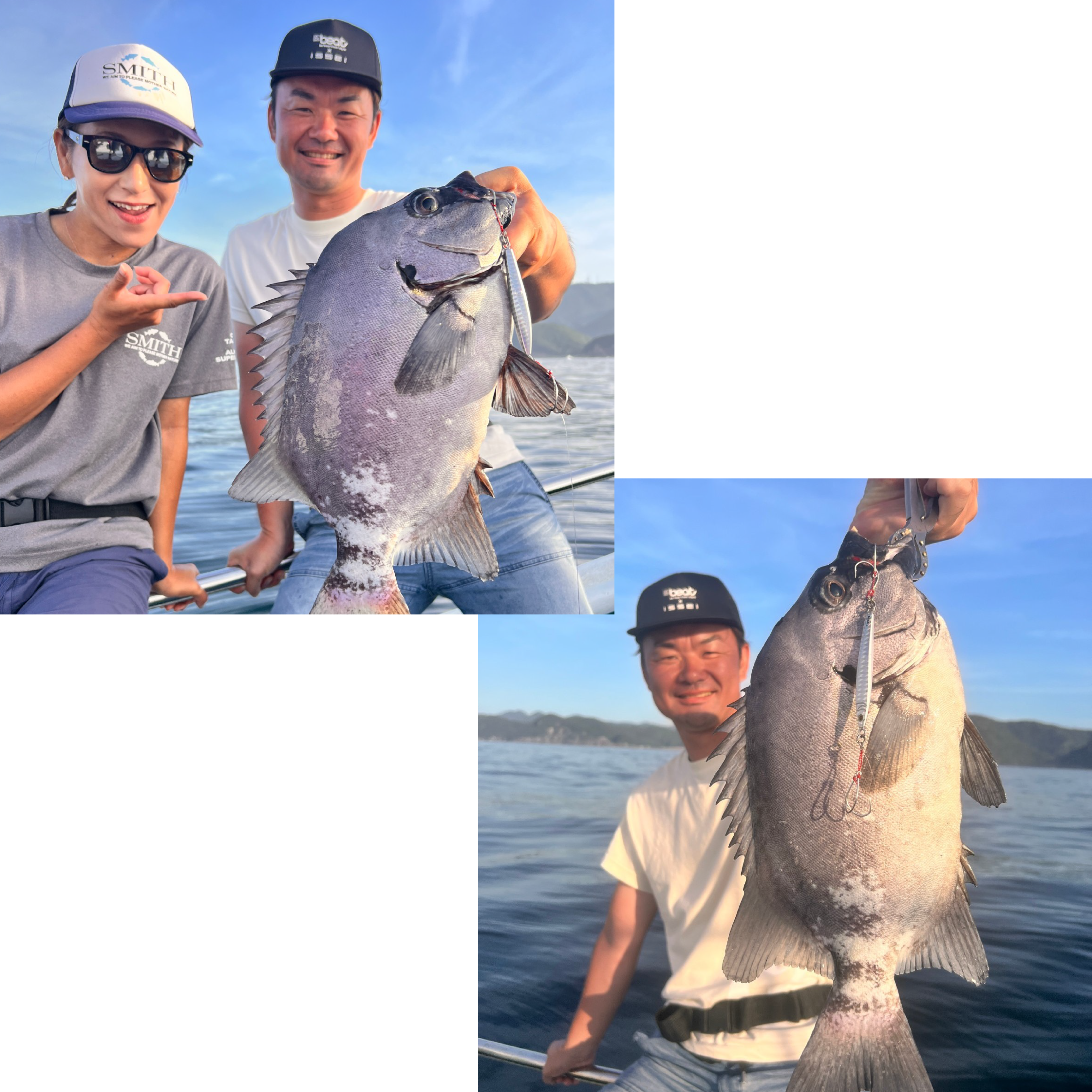 魚を掲げたWithの社長と社員の様子